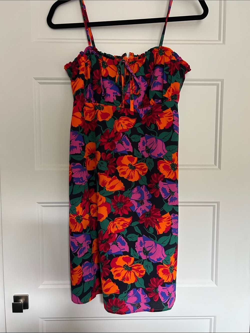 Only Spaghetti Strap Floral Dress - Orange, Purple, Green, Black